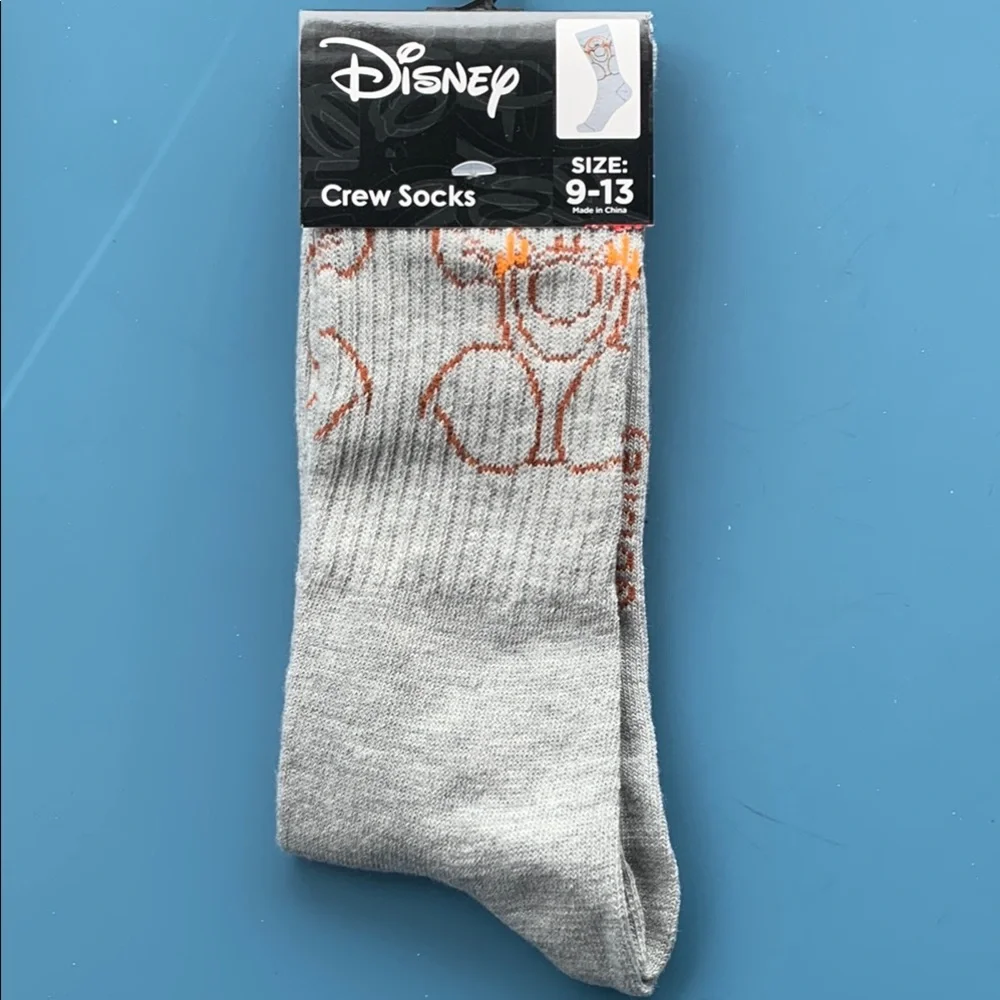 Disney Gray and Orange Crew Socks with Character Design